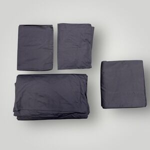Brooklinen Queen Sheet Set Charcoal Grey 4 Piece Flat Fitted 2 Pillowcases